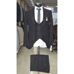 2827 Slimfit Yelekli Takım Elbise Siyah