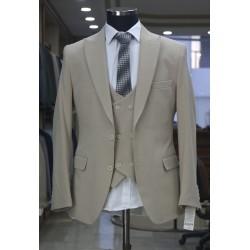 2836 Yelekli Takım Elbise Bej