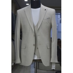 2839 Poliyün Yelekli Takım Elbise Bej