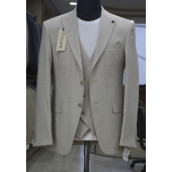 2840 Poliyün Yelekli Takım Elbise Bej