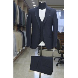 2841 Poliyün Yelekli Takım Elbise Lacivert