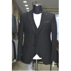 2841 Poliyün Yelekli Takım Elbise Siyah