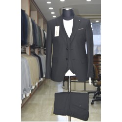 2841 Poliyün Yelekli Takım Elbise Siyah