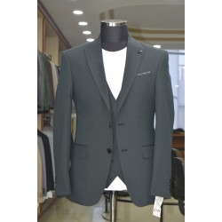 2841 Poliyün Yelekli Takım Elbise Koyu Yeşil