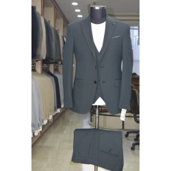 2841 Poliyün Yelekli Takım Elbise Koyu Yeşil