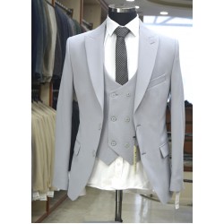 3011 Örme Yelekli Takım Elbise Gri