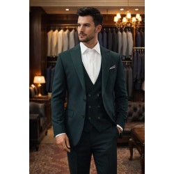 3022 YELEKLİ TAKIM ELBİSE LİCRALI YEŞİL