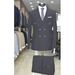 3038 Gofre Kruvaze Takım Elbise Siyah