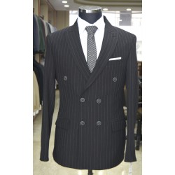 3038 Gofre Kruvaze Takım Elbise Siyah