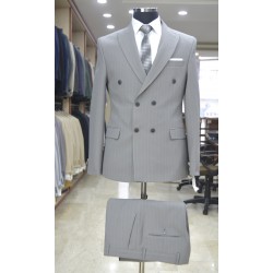 3038 Gofre Kruvaze Takım Elbise Gri