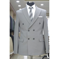 3038 Gofre Kruvaze Takım Elbise Gri