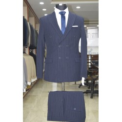 3038 Gofre Kruvaze Takım Elbise Lacivert