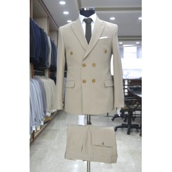 3038 Gofre Kruvaze Takım Elbise Vizon