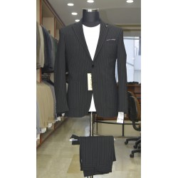 3043 Gofre Çizgili  Jogger Takım Elbise Siyah