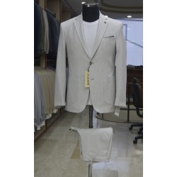 3043 Gofre Çizgili Jogger Takım Elbise Açık Gri