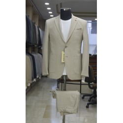 3043 Gofre Çizgili  Jogger Takım Elbise Bej