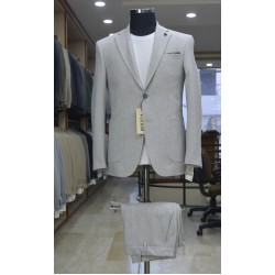 3043 Gofre Çizgili  Jogger Takım Elbise Gri