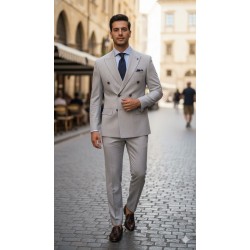 3043 Gofre Çizgili  Kruvaze Takım Elbise Koyu Gri