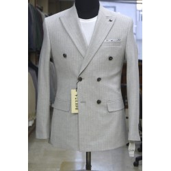 3043 Gofre Çizgili  Kruvaze Takım Elbise Gri