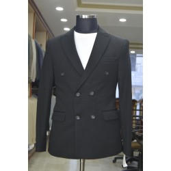 K5117 Kruvaze Örme Tek Ceket Siyah