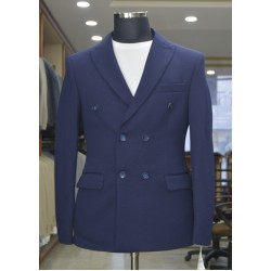 K5117 Kruvaze Örme Tek Ceket Lacivert