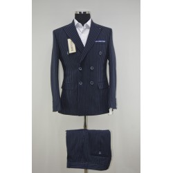 2829 Kruvaze Takım Elbise Beyaz Lacivert