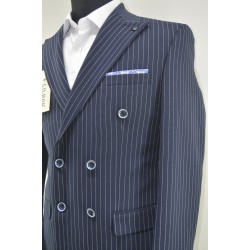 2829 Kruvaze Takım Elbise Beyaz Lacivert