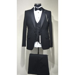 Damatlık Desenli Takım Elbise Şal Yaka