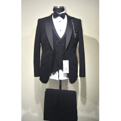 Damatlık Lıcralı Takım Elbise Şal Yaka 